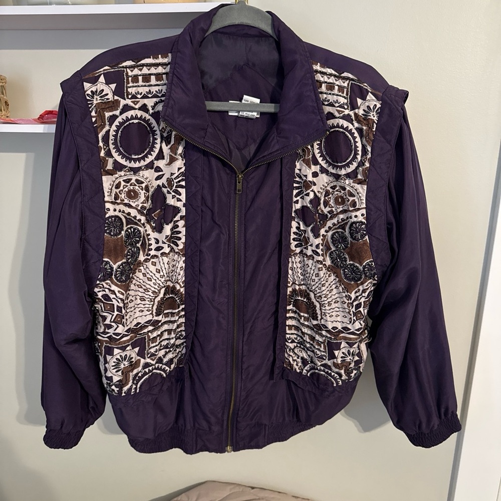 BOC Purple and Brown Patterned Bomber Jacket